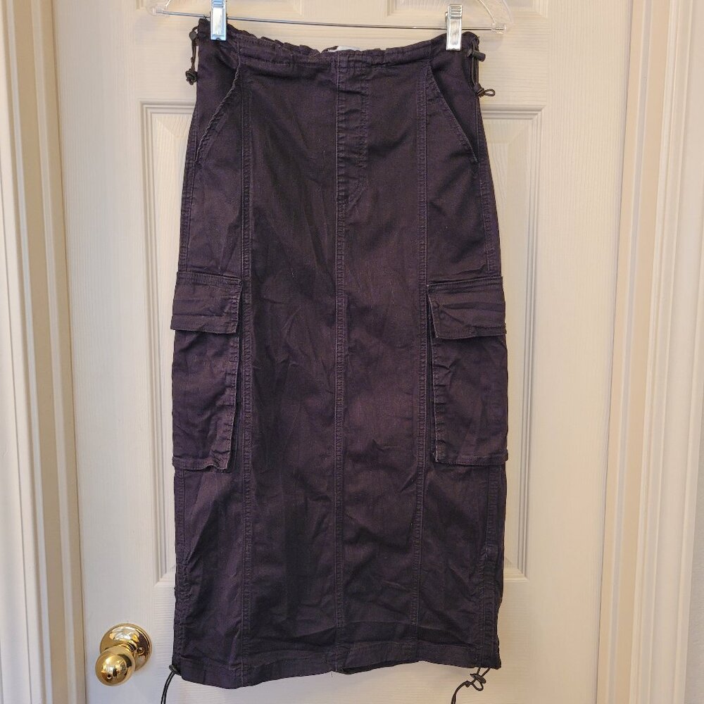 Medium Disclosure black cargo denim skirt adjustable drawstring